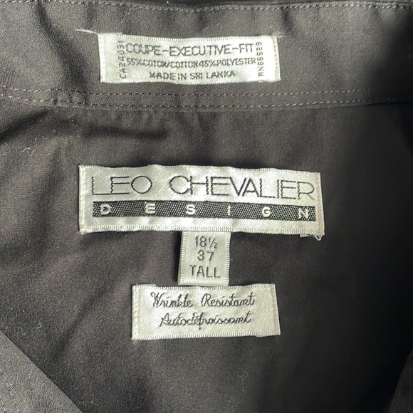 Black Dress Shirt 18.5 (37) Tall Leo Chevalier - Picture 5 of 7